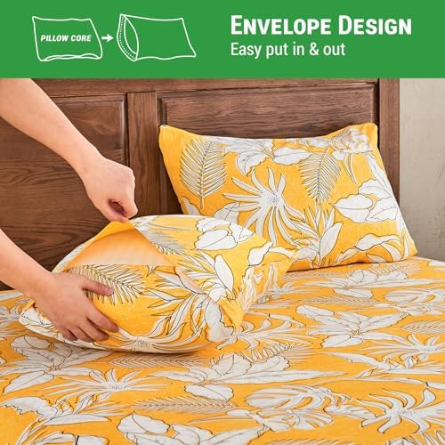 Gogreen 3PC Twin XL Sheet Set - Yellow Leaves