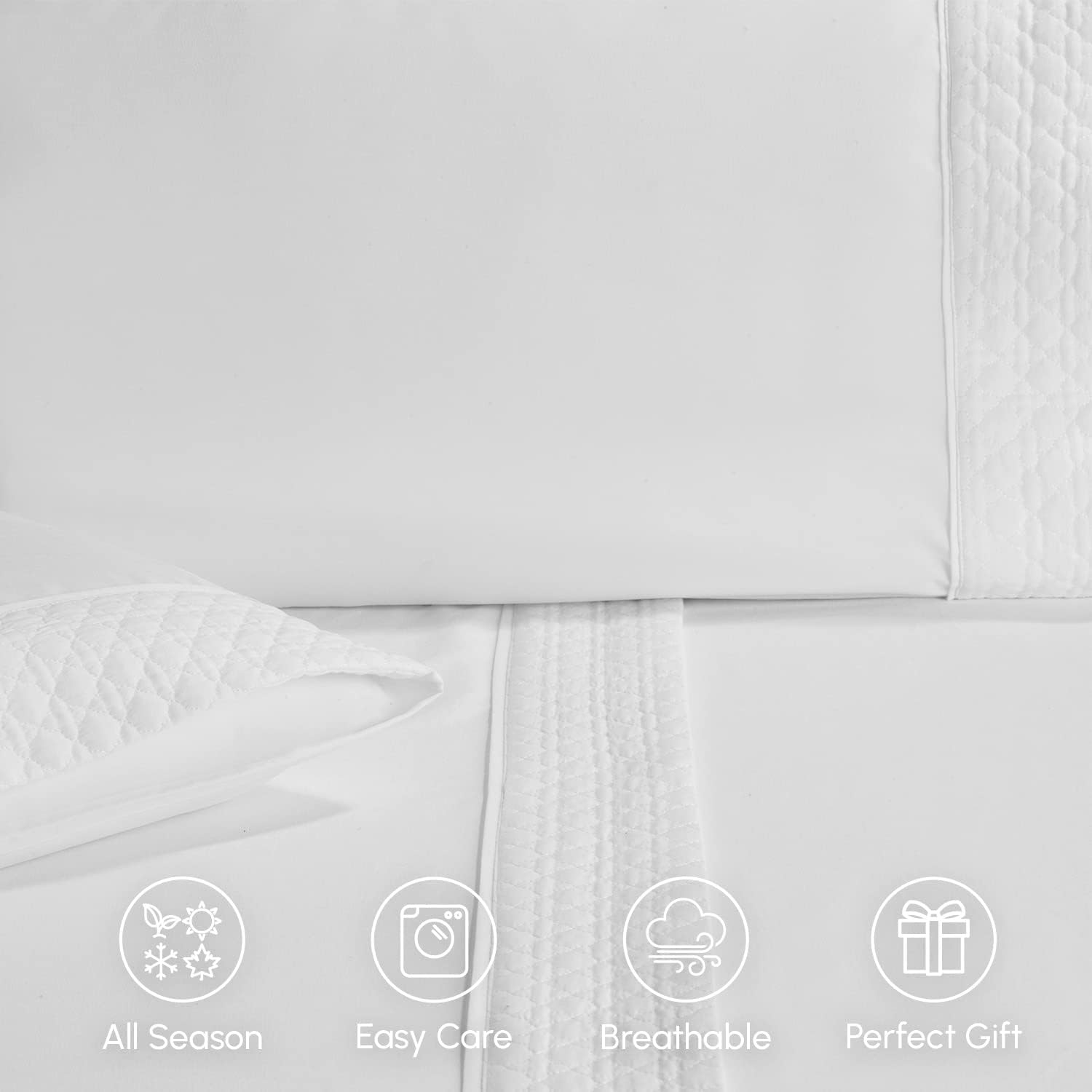 Elegant Comfort 4-Piece Quilted Bed Sheet Set - White