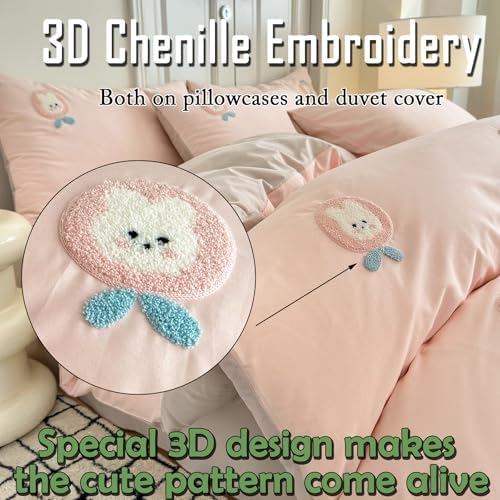 MorroMorn Twin Duvet Cover Set Peach Pink