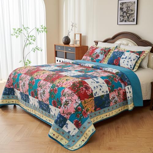 EVENHUG 100 Cotton Patchwork Queen Quilt Set