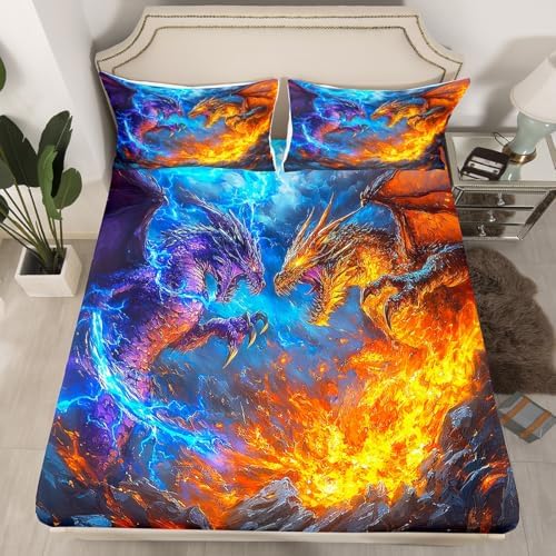 Erosebridal Monster Sheet Set with Dragon Print