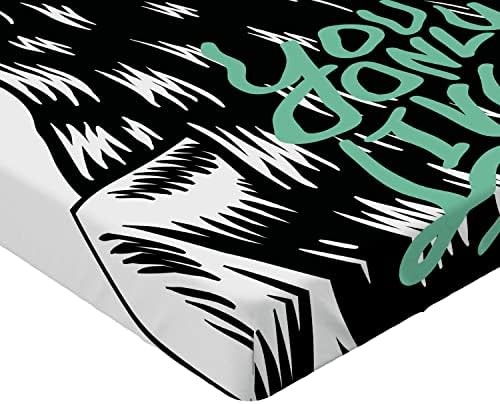 Ambesonne YOLO Fitted Sheet Sea Green White
