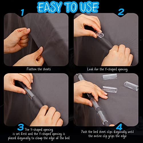 Yookeer 12 Pcs Clear Bed Sheet Grippers