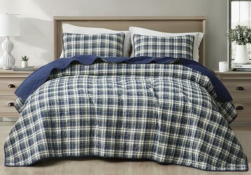 Chezmoi Collection Chad 3-Piece Plaid Quilt Set