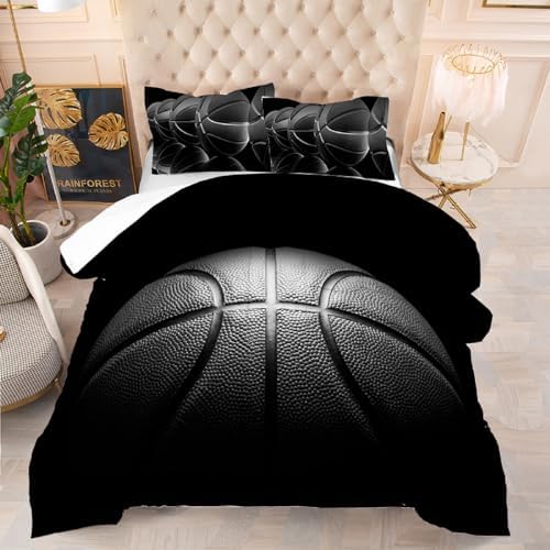 Kxry Black Basketball Comforter Set Twin Size