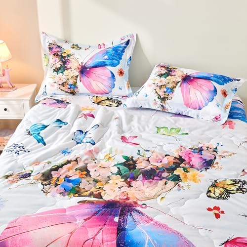 7 Piece Butterfly Comforter Set Twin Size