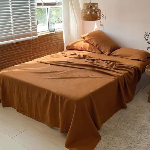 SimpleOpulence 100 Linen Sheet Set - California King Rust