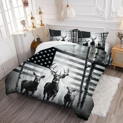 Kxry USA Flag Comforter Set Twin Size Quilt