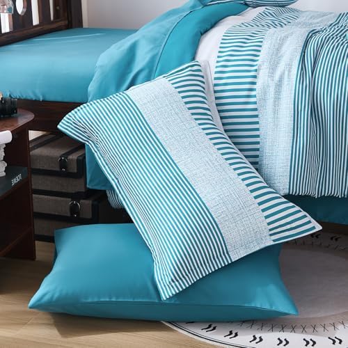 Cottolester Teal Striped Comforter Set Twin Size