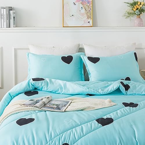 Heart Pattern Girls Comforter Set Twin Size
