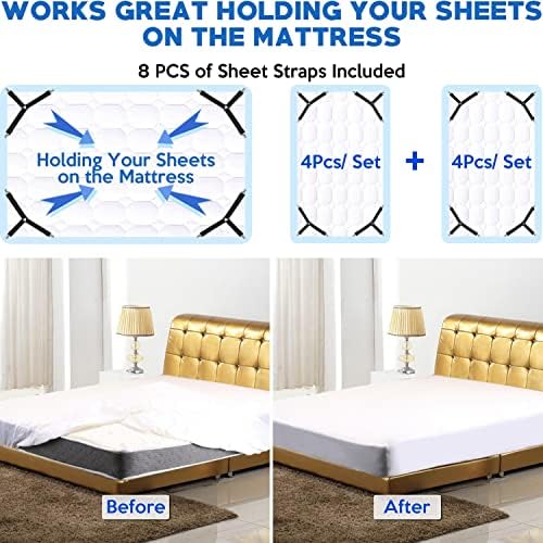 Kelofty 4PCS Bed Sheet Clips with Adjustable Bands