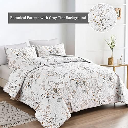 Anibedding Grey Quilt Set 3 Piece Reversible