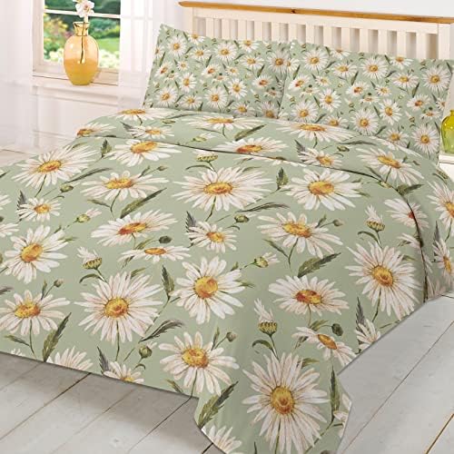 OComster California King Duvet Cover Set with Daisy Flower Pattern