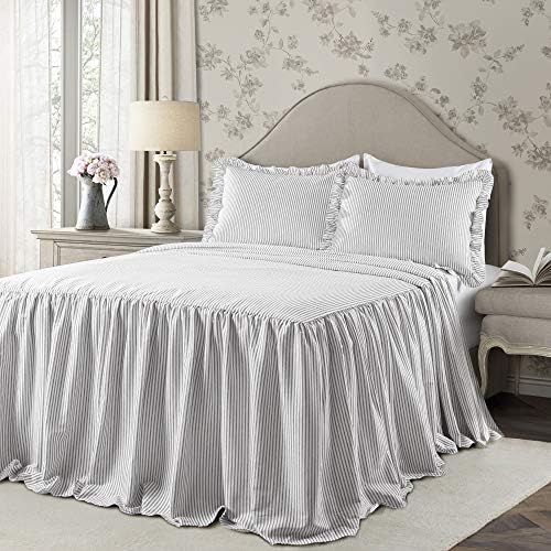 Lush Decor Gray Ticking Stripe Bedspread Set King 3 Piece