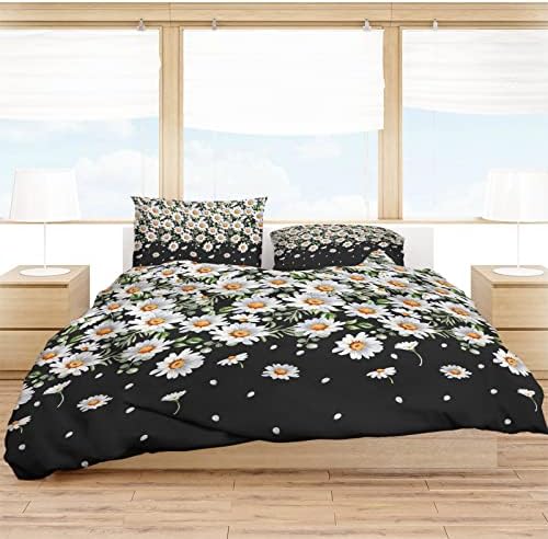 OComster California King Duvet Cover Set with Weeping Flowers Print
