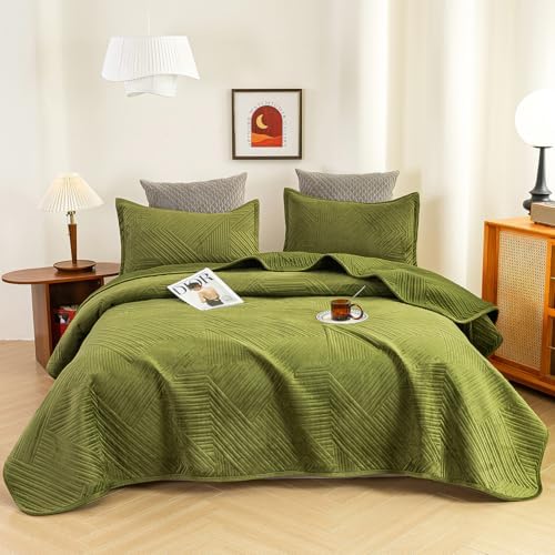 JiaPoem Quilt Set Bedspread - Lightweight Microfiber Coin Pattern 3 Piece