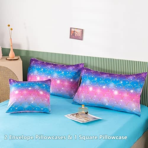 PERFEMET Pink Mermaid Comforter Set Full Size 6 Pieces