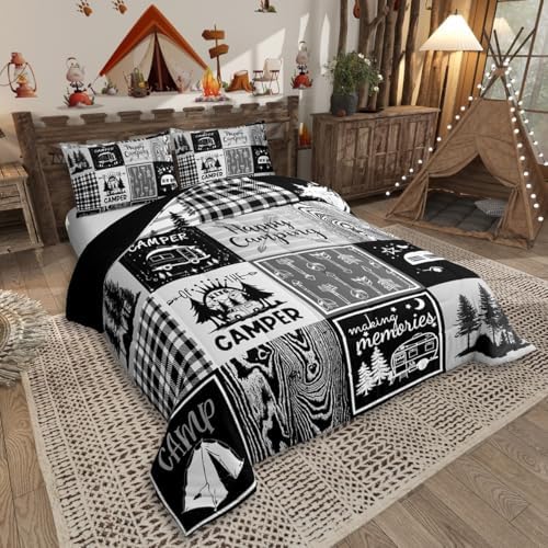 Erosebridal Queen Plaid Comforter Set with Pillow Cases