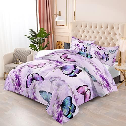 Lavender Butterfly Comforter Set for Kids and Adults 1