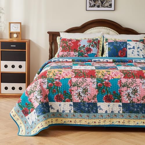 EVENHUG 100 Cotton Patchwork Queen Quilt Set