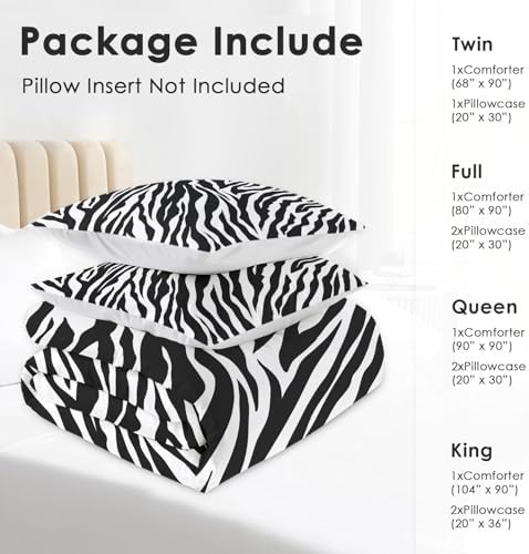 Pamnest Zebra Stripe Queen Comforter Set 3 Pcs