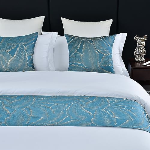 Twelves Leaf Pattern Bedrunner Set Luxury King Protector Slipcover