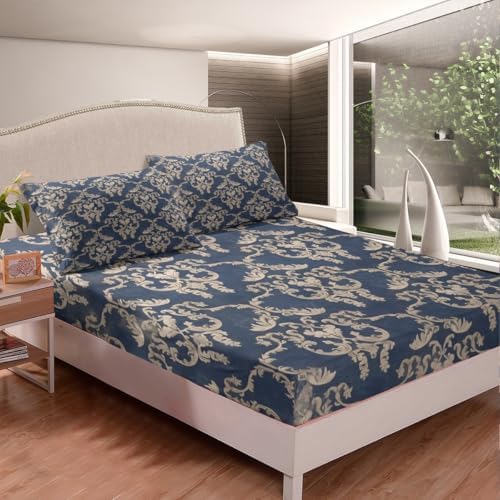 Feelyou Twin Damask Sheet Set for Kids Boys Girls