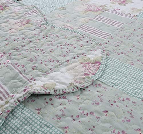 English Roses Quilt Set Reversible 3PCS Queen Size