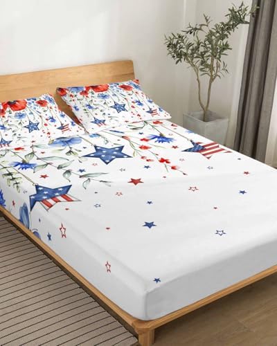 Boanket Cal King Sheet Set 4th of July 4 Piece Microfiber