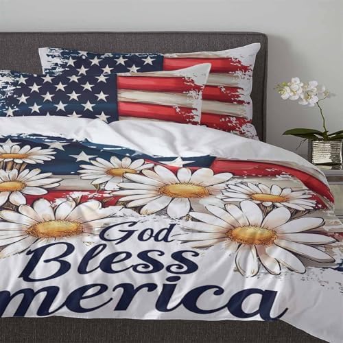 Boanket 3-Piece 4th of July Duvet Cover Set with Zipper