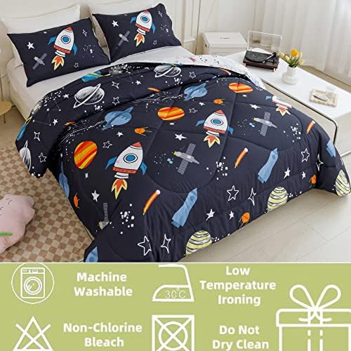 RYNGHIPY Space Rocket Comforter Set Twin Size