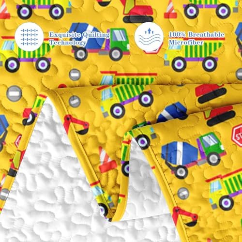 Pamnest Quilt Set Full Queen Size Cartoon Construction Car 3 Pcs