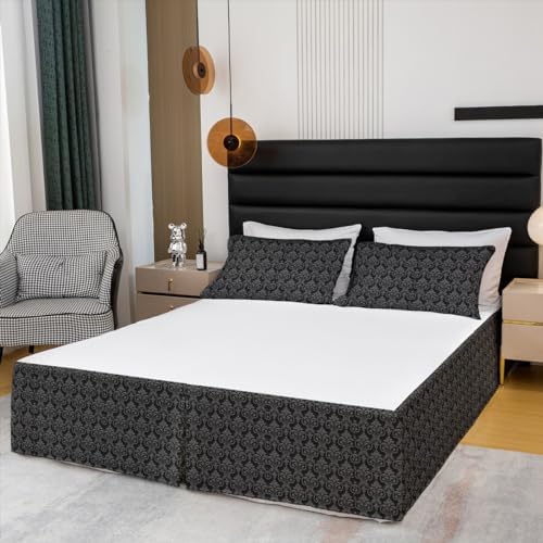 Feelyou Damask Twin Bed Skirt Dark Grey 15 Inch Drop