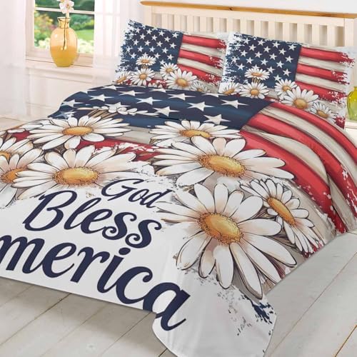 Boanket 3-Piece 4th of July Duvet Cover Set with Zipper