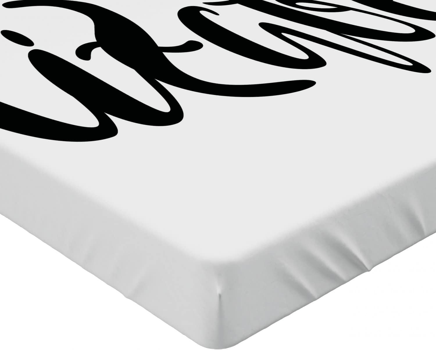 Ambesonne Elizabeth Fitted Sheet Monochrome Calligraphy Design California King