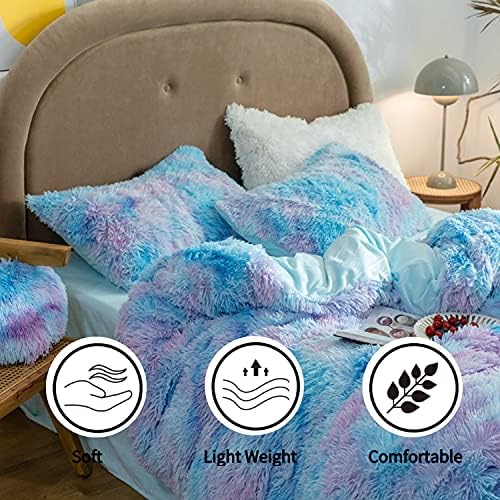 RYNGHIPY Fuzzy Faux Fur Duvet Cover Set Twin Size