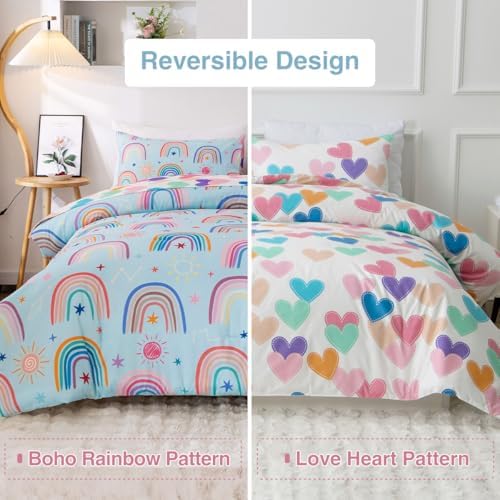 Holawakaka Boho Rainbow Comforter Set with Sheets