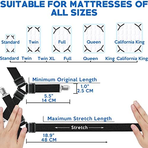 Kelofty 4PCS Bed Sheet Clips with Adjustable Bands