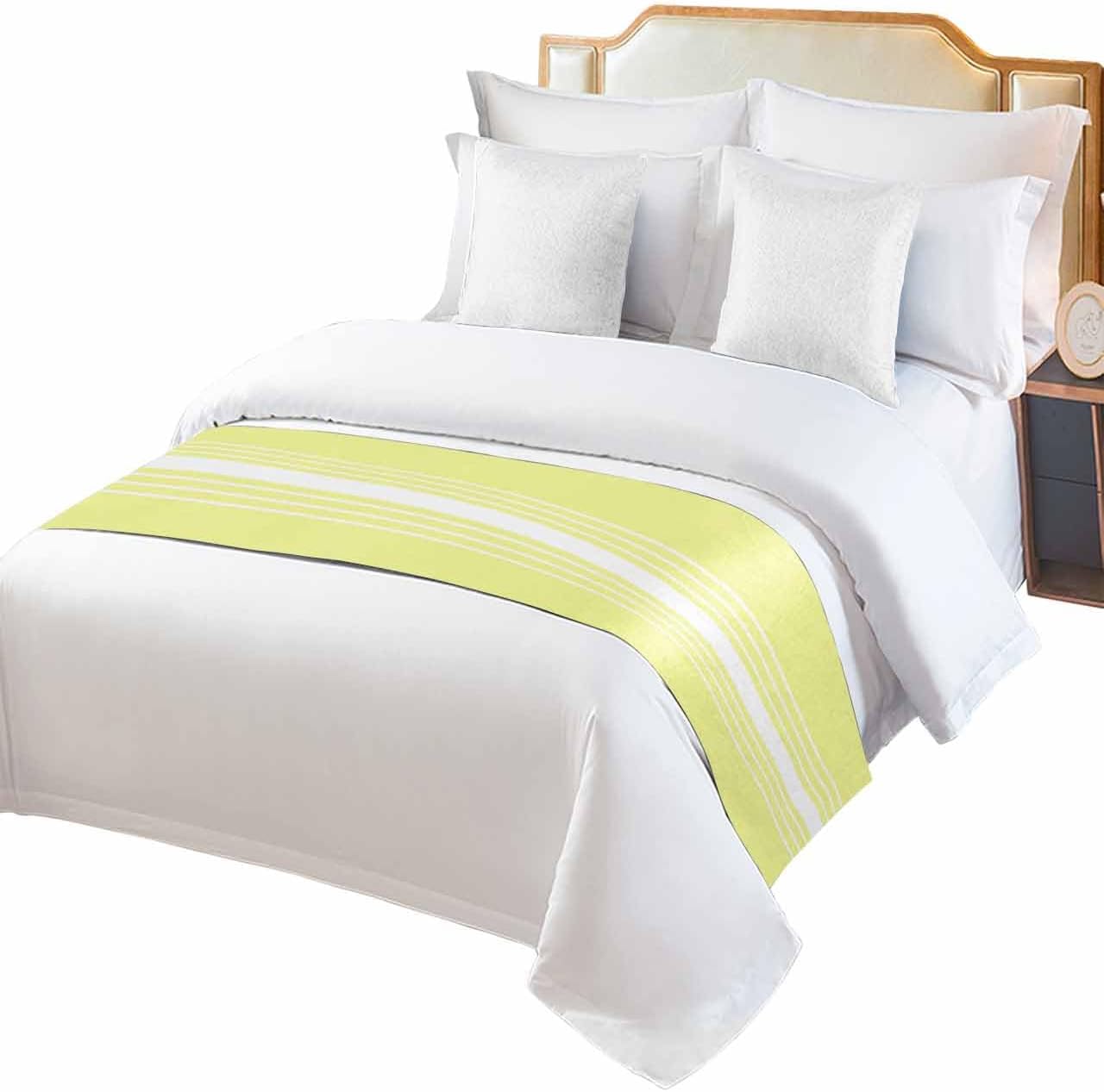 Jolunifun Yellow White Bed Runner Scarf for Cal King