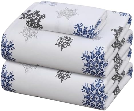 ZOYER Flannel Twin XL Sheet Set - 3 Pieces White Snow
