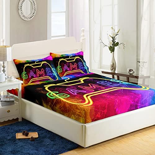 AILONEN Gamer Fitted Sheet Set Twin XL for Kids