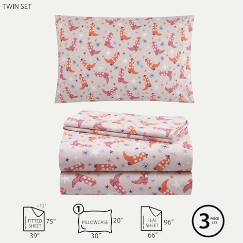Urban Lifestyle 3 Piece Twin Sheet Set with Cowboy Boots Design
