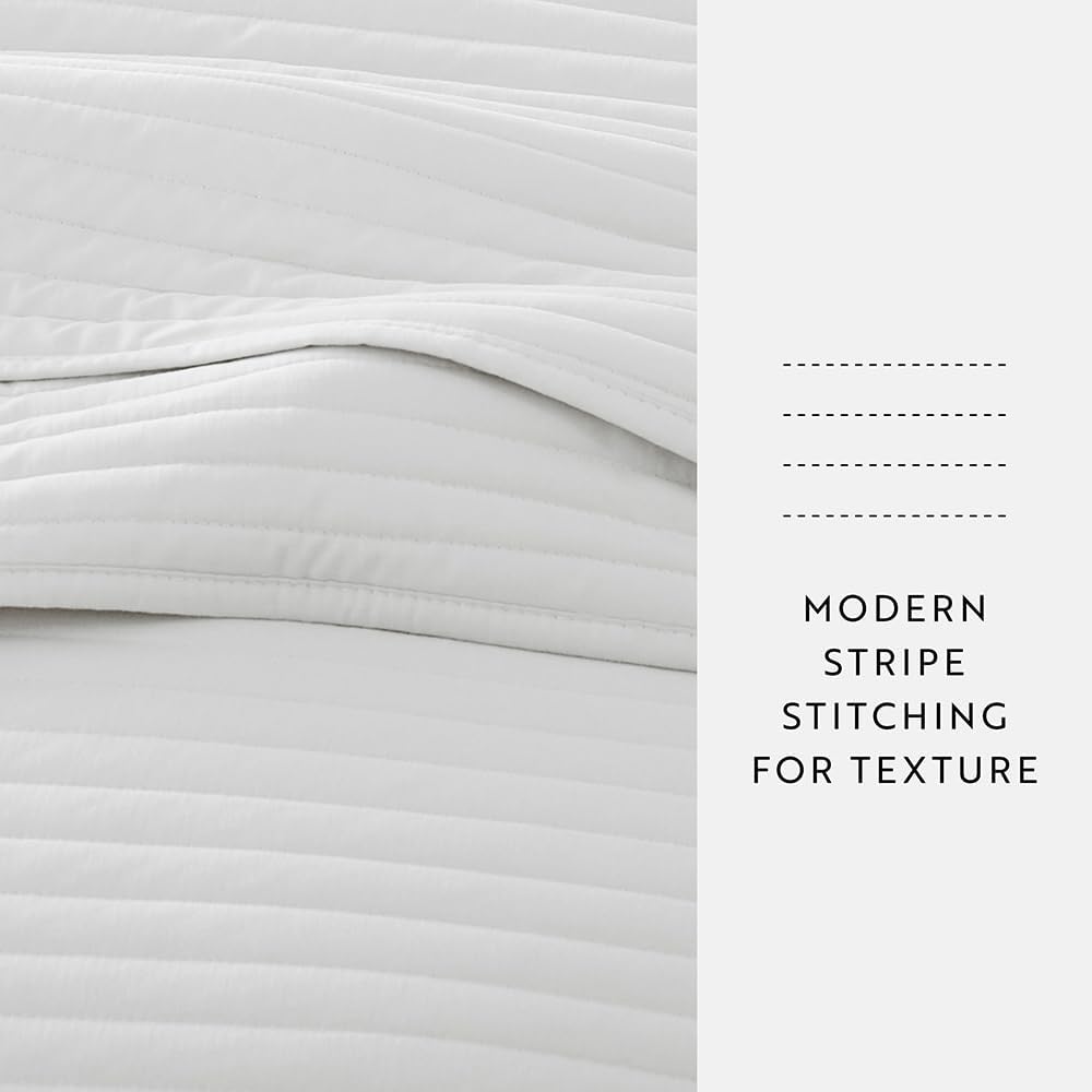 Linen Market Microfiber Quilt Coverlet Set Stripes Stitch