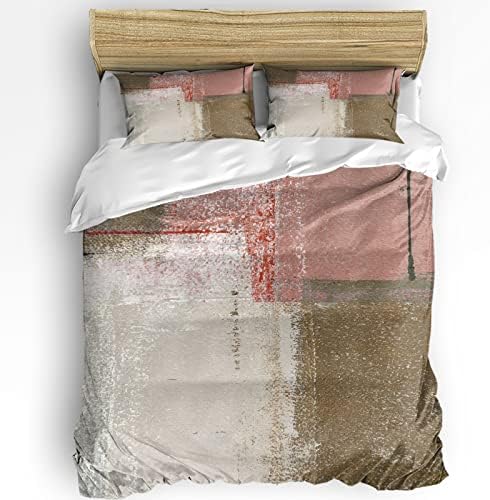 OComster California King Duvet Cover Set 3 Piece Geometric Art Pillow Shams