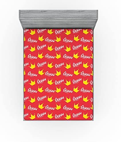 Ambesonne Queen Humour Fitted Sheet with Crown Design