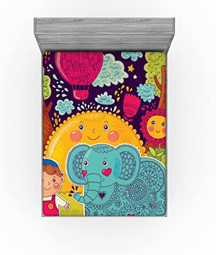 Ambesonne Cartoon Animal Sheet California King Multicolor