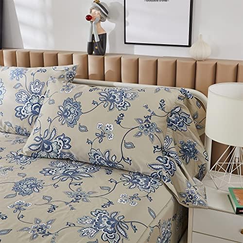ABREEZE Girls Paisley Printed Bed Sheet Set CalKing Size 4 Piece
