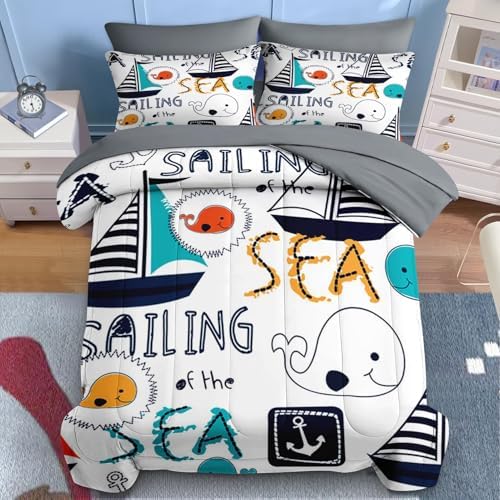 Nesker 7 Pcs Comforter Set Queen Size Nautical Theme