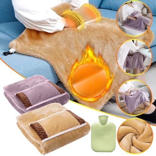 Electric Heated Throw Blanket with Pocket - Purple