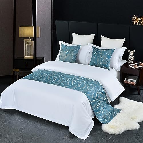 Twelves Leaf Pattern Bedrunner Set Luxury King Protector Slipcover